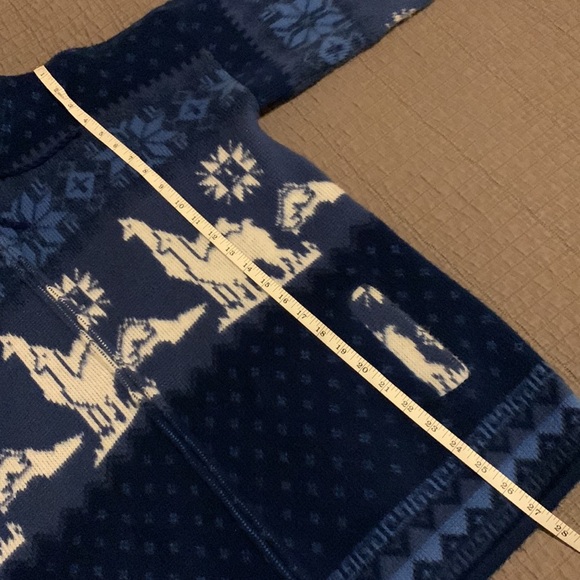 Aly Marka Blue and White Lama Nordic Jacket Size Large - Picture 7 of 8